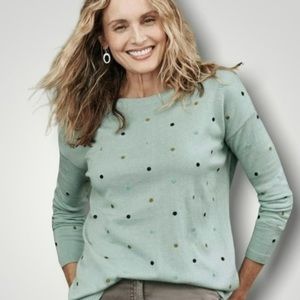 JJill Cute Embroidered Polka Dot Sweater